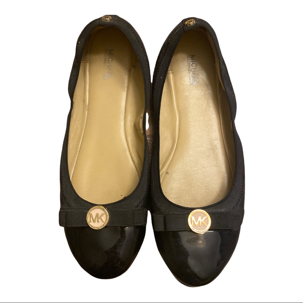 Michael Kors Black Patent Leather Ballet Flats Size 10
